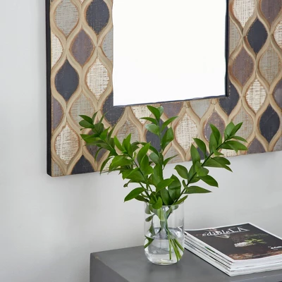 Wood Wall Mirror With Diamond Pattern Beige - Olivia & May 18 Wood Wall Mirror With Diamond Pattern Beige - Olivia & May - Image 16