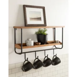 24" X 15" Oddell Wood Wall Shelf With Hooks Rustic Brown - Kate & Laurel All Things Decor -Home Decor Shop GUEST 7d48de1a 849e 4ff3 be2e 01a4448ccf1c