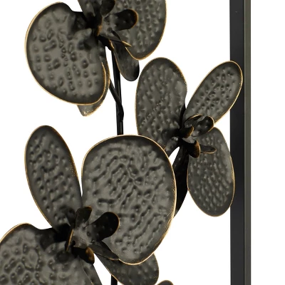 Set Of 2 Metal Floral Orchid Wall Decors With Black Frame Black - Olivia & May 6 Set Of 2 Metal Floral Orchid Wall Decors With Black Frame Black - Olivia & May - Image 4