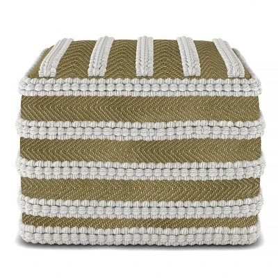 Jericho Square Woven PET Polyester Pouf Natural/White - WyndenHall 6 Jericho Square Woven PET Polyester Pouf Natural/White - WyndenHall - Image 4