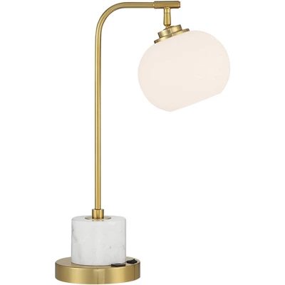 Possini Euro Design Barclay Modern Desk Lamp 23" High Warm Gold With USB Charging Port Frosted Glass Shade For Bedroom Living Room Bedside Office Kids 9 Possini Euro Design Barclay Modern Desk Lamp 23" High Warm Gold With USB Charging Port Frosted Glass Shade For Bedroom Living Room Bedside Office Kids - Image 7