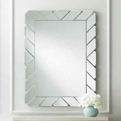 Possini Euro Design Prandini Rectangular Vanity Wall Mirror Modern Beveled Mirrored Glass Tile Frame 28" Wide For Bathroom Bedroom Home House Entryway 3 Possini Euro Design Prandini Rectangular Vanity Wall Mirror Modern Beveled Mirrored Glass Tile Frame 28" Wide For Bathroom Bedroom Home House Entryway