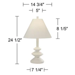 360 Lighting Modern Table Lamps 24 1/2" High Set Of 2 White Sculpture Fabric Cone Shade For Bedroom Living Room House Home Bedside Nightstand Office -Home Decor Shop GUEST 816bce20 d614 49d0 9ef7 19521f5dc81b