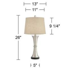 360 Lighting Seymore Modern Table Lamps 26" High Set Of 2 With USB Port Silver LED Touch On Off Burlap Linen Drum Shade For Bedroom Living Room Desk 15 360 Lighting Seymore Modern Table Lamps 26" High Set Of 2 With USB Port Silver LED Touch On Off Burlap Linen Drum Shade For Bedroom Living Room Desk -Home Decor Shop GUEST 818c680c 0e14 4a12 87cd 828e10085396