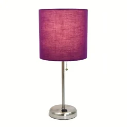 19.5" Bedside Power Outlet Base Metal Table Desk Lamp Brushed Steel With Fabric Shade Purple - Creekwood Home 12 19.5" Bedside Power Outlet Base Metal Table Desk Lamp Brushed Steel With Fabric Shade Purple - Creekwood Home -Home Decor Shop GUEST 81a4d69f c2f9 4ef7 80c6 47abfd7ada6c