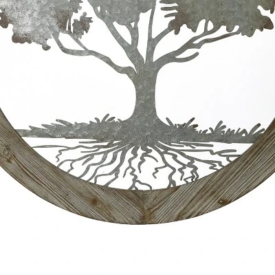 LuxenHome Metal Tree Of Life With Roots Wall Decor With Round Wood Frame 8 LuxenHome Metal Tree Of Life With Roots Wall Decor With Round Wood Frame - Image 6