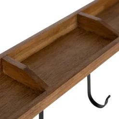 24" X 15" Oddell Wood Wall Shelf With Hooks Rustic Brown - Kate & Laurel All Things Decor -Home Decor Shop GUEST 82311c55 d935 4cd2 a9b0 363572f3cc19