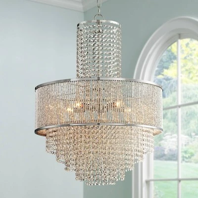 Vienna Full Spectrum Pioggia Chrome Pendant Chandelier 23 1/2" Wide Modern Crystal 5-Light Fixture For Dining Room House Foyer Kitchen Island Entryway 3 Vienna Full Spectrum Pioggia Chrome Pendant Chandelier 23 1/2" Wide Modern Crystal 5-Light Fixture For Dining Room House Foyer Kitchen Island Entryway