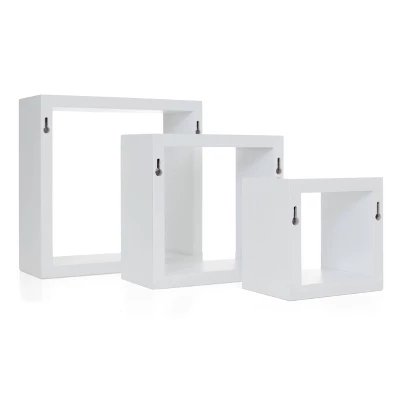 Set Of 3 Cubbi Floating Wall Shelves White 3 Set Of 3 Cubbi Floating Wall Shelves White