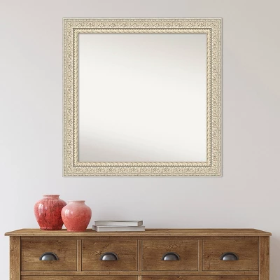 32" X 32" Non-Beveled Fair Baroque Cream Wood Wall Mirror - Amanti Art 8 32" X 32" Non-Beveled Fair Baroque Cream Wood Wall Mirror - Amanti Art - Image 6
