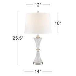 Regency Hill Luca Modern Table Lamps 25 1/2" High Set Of 2 Twisted Glass With USB Charging Port White Drum Shade For Bedroom Living Room Office Desk 15 Regency Hill Luca Modern Table Lamps 25 1/2" High Set Of 2 Twisted Glass With USB Charging Port White Drum Shade For Bedroom Living Room Office Desk -Home Decor Shop GUEST 84c4037a 4bea 490c 9b53 fceb0aedb55d