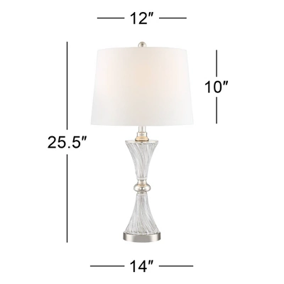 Regency Hill Luca Modern Table Lamps 25 1/2" High Set Of 2 Twisted Glass With USB Charging Port White Drum Shade For Bedroom Living Room Office Desk 8 Regency Hill Luca Modern Table Lamps 25 1/2" High Set Of 2 Twisted Glass With USB Charging Port White Drum Shade For Bedroom Living Room Office Desk - Image 6