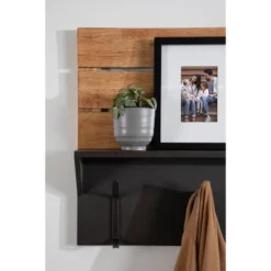 42" X 22" Samuels Decorative Wall Shelf With Hooks Rustic Brown/Black - Kate & Laurel All Things Decor -Home Decor Shop GUEST 85b9802f 80e6 4364 8a1d b7eb5f5b33d2