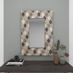 Wood Wall Mirror With Diamond Pattern Beige - Olivia & May 32 Wood Wall Mirror With Diamond Pattern Beige - Olivia & May -Home Decor Shop GUEST 85edafe2 bdc4 4901 875e 6c8fe64aa9c3