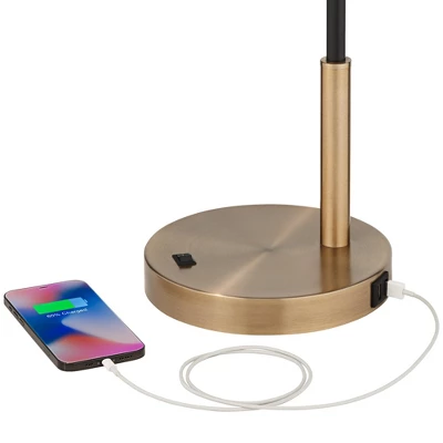 360 Lighting Colborne Modern Mid Century Desk Table Lamp 28" Tall Antique Brass Black With USB Charging Port LED For Bedroom Living Room Bedside Kids 5 360 Lighting Colborne Modern Mid Century Desk Table Lamp 28" Tall Antique Brass Black With USB Charging Port LED For Bedroom Living Room Bedside Kids - Image 3