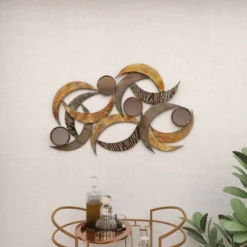 Metal Abstract Wall Decor With Round Mirror Accents Beige - Olivia & May 21 Metal Abstract Wall Decor With Round Mirror Accents Beige - Olivia & May -Home Decor Shop GUEST 86ae8fcc 7531 4596 ae3a c200450c530b