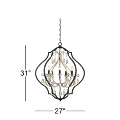 Possini Euro Design Clara Black Silver Pendant Chandelier 27" Wide Industrial Ornate Cage Amber Crystal 5-Light Fixture For Dining Room Kitchen Island -Home Decor Shop GUEST 87a4fcaa 898c 4139 a358 2fbe1f1aef2c