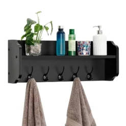 25" X 9" Entryway Floating Utility Wall Shelf With Hooks Black - Danya B. -Home Decor Shop GUEST 88c476a0 6c3f 4599 8e06 2bb4f635ca9a