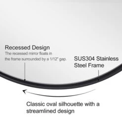 ANDY STAR P02-S10-O2538B Modern 25 X 38 Inch Oval Wall Hanging Bathroom Vanity Mirror With Adjustable Pivoting Stainless Steel Frame, Matte Black -Home Decor Shop GUEST 89aead4c e1ad 4dd2 85a4 40b30be3c431