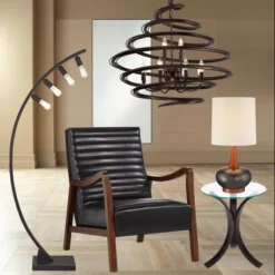 360 Lighting Andi Modern Mid Century Table Lamp 24 1/2" High Hammered Brown Ceramic Red Oak Wood Off White Shade For Bedroom Living Room Bedside Desk -Home Decor Shop GUEST 89d1e6bf f657 4f10 bf36 1b787bd85503