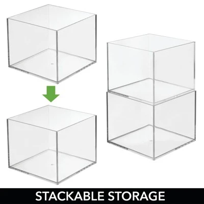 MDesign Plastic Storage Desk Organizer Bin For Home, Office - 3 Pack, Clear 6 MDesign Plastic Storage Desk Organizer Bin For Home, Office - 3 Pack, Clear - Image 4