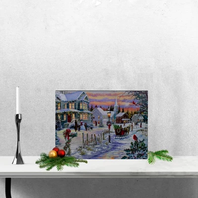 Northlight LED Lighted Fiber Optic Snowy Christmas Village Canvas Wall Art 11.75" X 15.75" 3 Northlight LED Lighted Fiber Optic Snowy Christmas Village Canvas Wall Art 11.75" X 15.75"