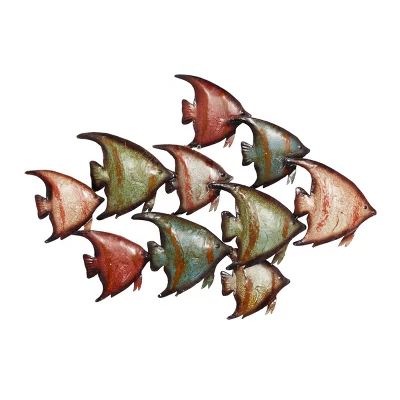 Metal Fish Indoor Outdoor Wall Decor Multi Colored - Olivia & May 3 Metal Fish Indoor Outdoor Wall Decor Multi Colored - Olivia & May