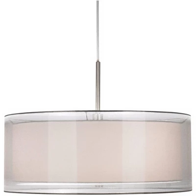 Possini Euro Design Brushed Nickel Pendant Chandelier 20" Wide Modern Organza Outer White Inner Shade 3-Light Fixture For Dining Room Kitchen Island 5 Possini Euro Design Brushed Nickel Pendant Chandelier 20" Wide Modern Organza Outer White Inner Shade 3-Light Fixture For Dining Room Kitchen Island - Image 3