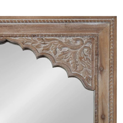 24" X 36" Shivani Wood Framed Decorative Wall Mirror Rustic Brown - Kate & Laurel All Things Decor 4 24" X 36" Shivani Wood Framed Decorative Wall Mirror Rustic Brown - Kate & Laurel All Things Decor - Image 2