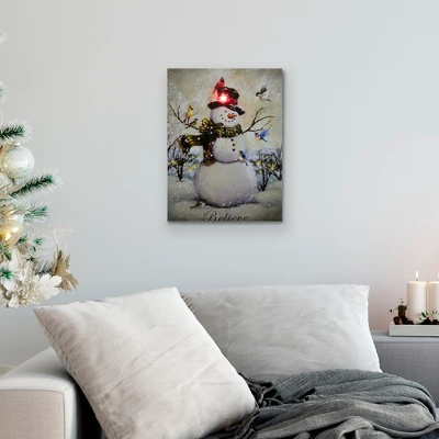 Northlight LED Lighted Snowman And Bird Friends Christmas Canvas Wall Art 15.75" X 11.75" 3 Northlight LED Lighted Snowman And Bird Friends Christmas Canvas Wall Art 15.75" X 11.75"