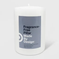 Unscented Pillar Candle White - Made By Design