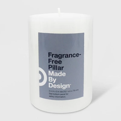 Unscented Pillar Candle White - Made By Design 3 Unscented Pillar Candle White - Made By Design