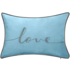 12"x18" Poly-Filled Beaded 'Love' Luxe Velvet Lumbar Throw Pillow - Edie@Home -Home Decor Shop GUEST 8e8dbb04 dd30 4af3 a6f2 6c6b5f457fce
