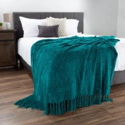 Hastings Home Oversized Chenille Throw Blanket - Lagoon Teal -Home Decor Shop GUEST 8f6dc9a7 d888 443c a0dd de6eff26f7be
