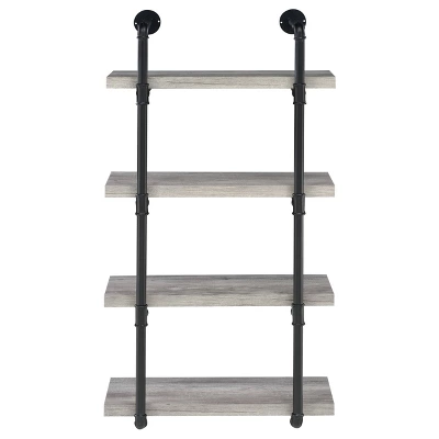 24" Elmcrest 4 Shelf Wall Bookcase With Black Frame - Coaster 4 24" Elmcrest 4 Shelf Wall Bookcase With Black Frame - Coaster - Image 2