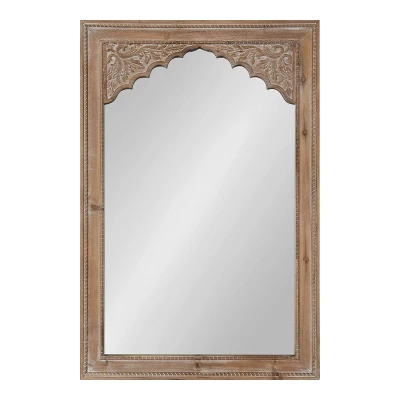 24" X 36" Shivani Wood Framed Decorative Wall Mirror Rustic Brown - Kate & Laurel All Things Decor 3 24" X 36" Shivani Wood Framed Decorative Wall Mirror Rustic Brown - Kate & Laurel All Things Decor