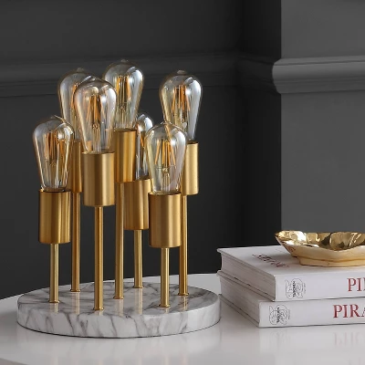 13.5" Metal Pleiades Modern Accent Lamp (Includes LED Light Bulb) Gold - JONATHAN Y 4 13.5" Metal Pleiades Modern Accent Lamp (Includes LED Light Bulb) Gold - JONATHAN Y - Image 2