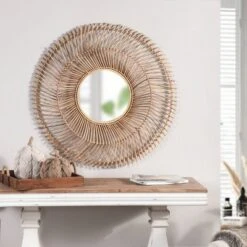 Round Natural Elana Burst Wall Mirror Rattan Finish - StyleCraft -Home Decor Shop GUEST 91656a2e da98 411a b4c4 c904a8d226cc