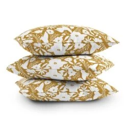 16"x16" Heather Dutton Finley Floral Goldenrod Square Throw Pillow White - Deny Designs -Home Decor Shop GUEST 91cb5923 7461 4bca 8400 c739f1a69210