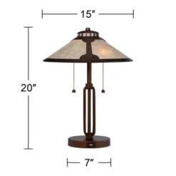Franklin Iron Works Samuel Industrial Desk Lamp 20" High Rubbed Bronze With USB Charging Port Natural Mica Shade For Bedroom Living Room Bedside Desk -Home Decor Shop GUEST 927ea892 13f7 4263 9b9a 603311417e0c