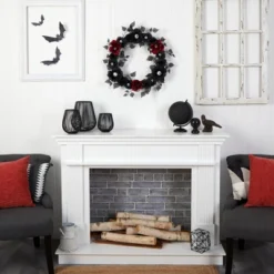 Nearly Natural 24” Eyeball Rose Halloween Artificial Wreath -Home Decor Shop GUEST 933b951e aa05 4571 978d 1e3f0e4e5dfb