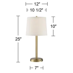 360 Lighting Camile Modern Table Lamps 25" High Set Of 2 Brass Metal With USB Charging Port Oatmeal Drum Shade For Bedroom Living Room Bedside Desk -Home Decor Shop GUEST 936f4f88 f5fb 4ec0 adf7 d79ce8751edb