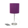 19.5" Bedside Power Outlet Base Metal Table Desk Lamp Brushed Steel With Fabric Shade Purple - Creekwood Home 2 19.5" Bedside Power Outlet Base Metal Table Desk Lamp Brushed Steel With Fabric Shade Purple - Creekwood Home -Home Decor Shop GUEST 9382d000 fcd0 4122 a10d 8dcc2c0edf51