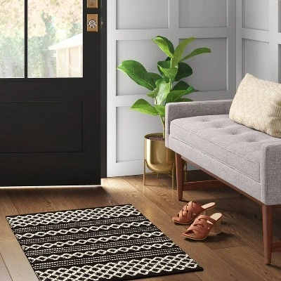 2'x3' Handloom Mixed Fibre Rug Black/White - Threshold™ 3 2'x3' Handloom Mixed Fibre Rug Black/White - Threshold™