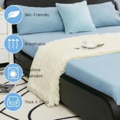 Costway Double Sided Bed Throw Blanket Fluffy Cozy Reversible Blanket Machine Washable Warm Luxury Blankets Bedroom Living Room -Home Decor Shop GUEST 951f19eb 4292 4864 a792 4484e18285d9