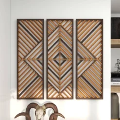 Set Of 3 Wood Geometric Slatted Wood Design Wall Decors Brown - Olivia & May -Home Decor Shop GUEST 959385e4 d2e2 4cd0 be57 52c83a5a4dc4