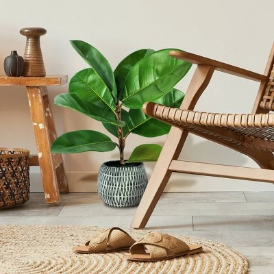 25" Artificial Rubber Plant In Black Planter - LCG Florals 4 25" Artificial Rubber Plant In Black Planter - LCG Florals - Image 2