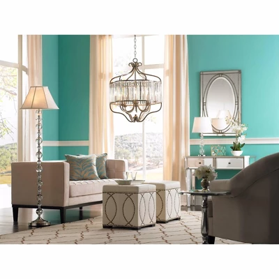 Vienna Full Spectrum Stella Antique Soft Silver Chandelier 22" Wide French Crystal Glass 6-Light Fixture For Dining Room House Foyer Kitchen Island 10 Vienna Full Spectrum Stella Antique Soft Silver Chandelier 22" Wide French Crystal Glass 6-Light Fixture For Dining Room House Foyer Kitchen Island - Image 8