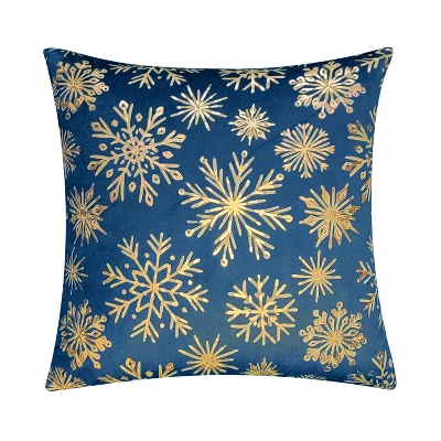 18"x18" Snowflakes Velvet Foil Printed Holiday Square Throw Pillow - Edie@Home 11 18"x18" Snowflakes Velvet Foil Printed Holiday Square Throw Pillow - Edie@Home - Image 9