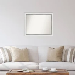 31" X 25" Non-Beveled Eva White Silver Narrow Wall Mirror - Amanti Art 12 31" X 25" Non-Beveled Eva White Silver Narrow Wall Mirror - Amanti Art -Home Decor Shop GUEST 97443ac4 72f0 4980 ad1d 4d269d20a717